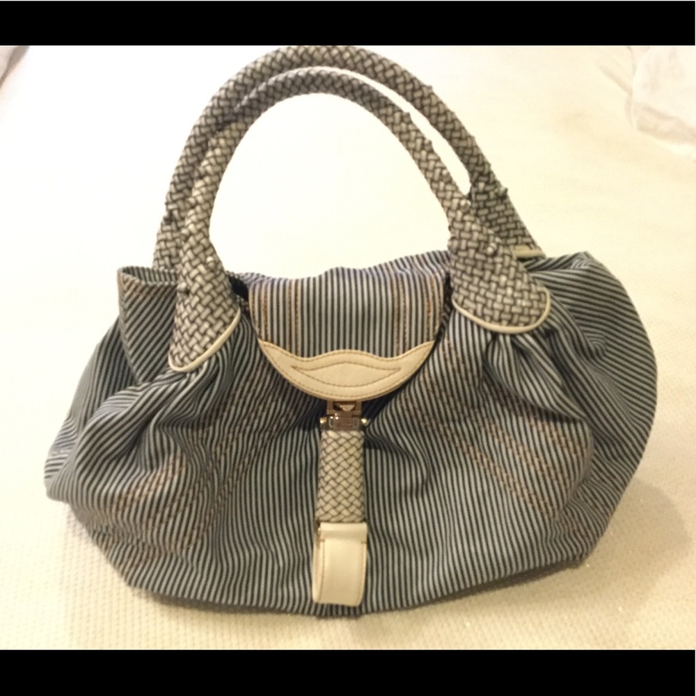 Fendi Spy Bag, denim striped material.